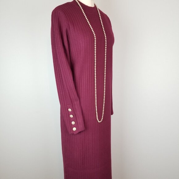 Apricot Burgundy Wine Long Sleeve Knit Sweater Midi Dress Size 10 NEW w/Tags - Picture 9 of 10